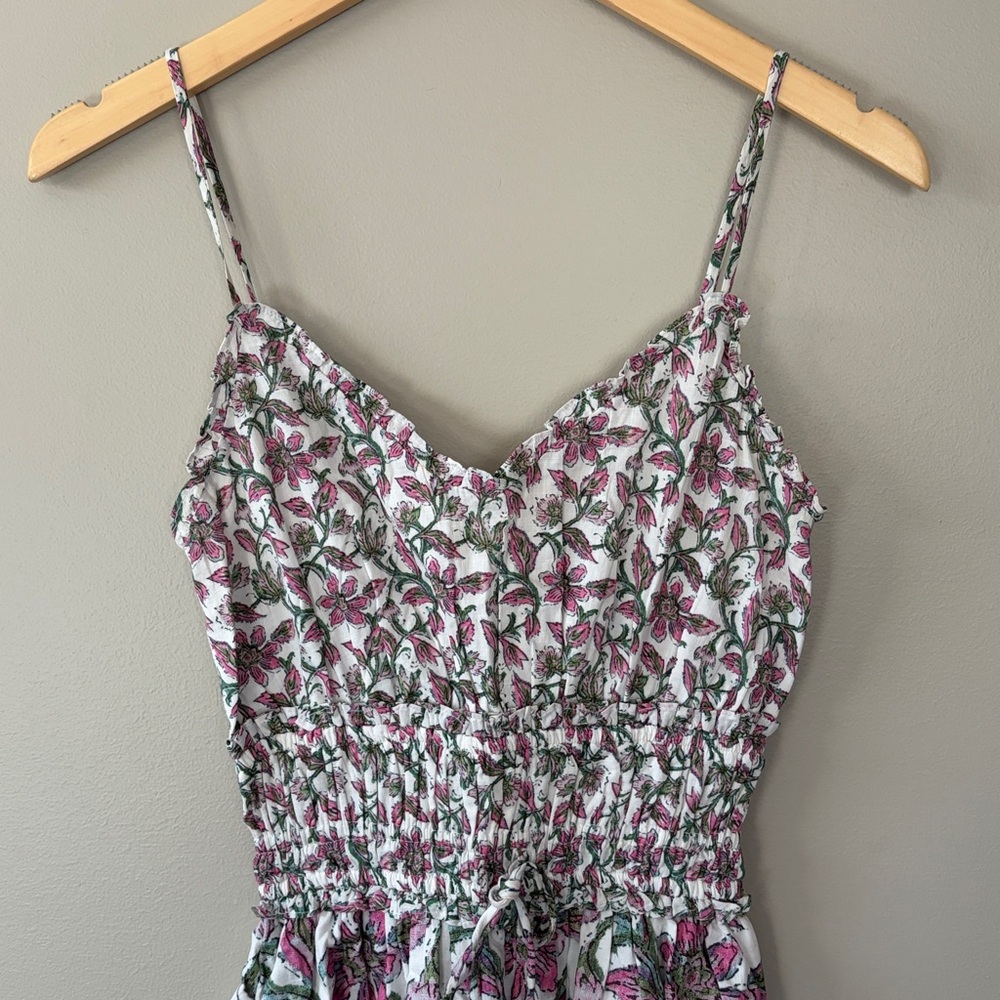 Celina Moon Floral Cotton Mini Dress Size XS White Pink Green - Picture 2 of 10